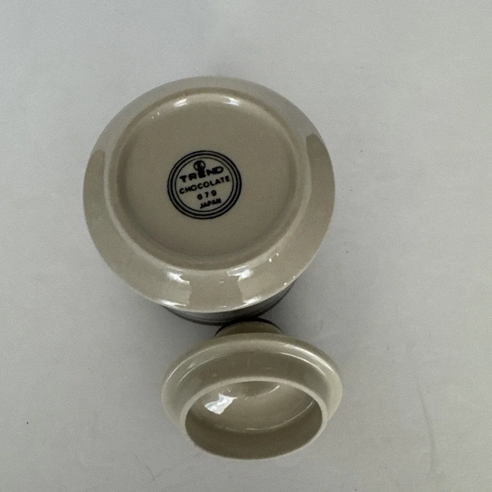 Trend‎ Choc Creamer & Sugar Bowl with Lid Stone Ware Japan 3 Piece Set Vintage